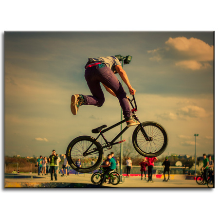 Obraz na plátně Stunts pro mládež na kole 40x30 cm
