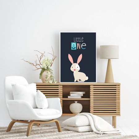 Dětský plakát Little One Bunny 50X70 cm + šedý kamenný rám