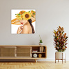 Obraz na plátně Summer Woman Beauty Hat Flowers 90X90 cm