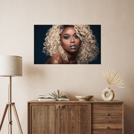 Obraz na plátně Black Woman Blond Hair Curls 100x80 cm