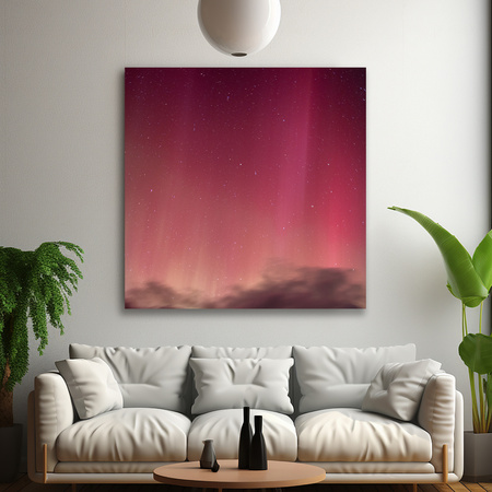 Obraz na plátně Space Aurora Borealis Red Sky 90x90