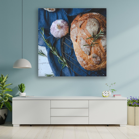 Obraz na plátně Bread Garlic Breakfast Rosemary Vintage 90x90
