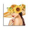 Obraz na plátně Summer Woman Beauty Hat Flowers 90X90 cm