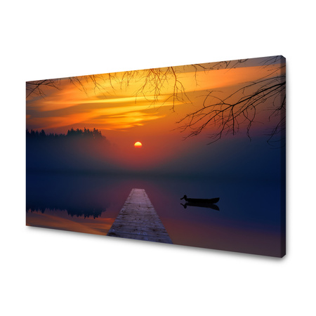 Obraz na plátně Příroda Západ slunce nad jezerem 40x30 cm