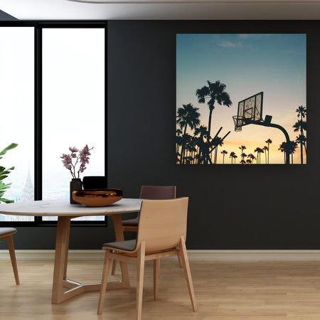 Obraz na plátně Youth Basketball Sunset 90x90