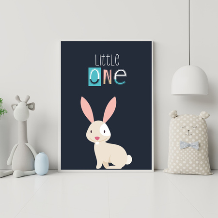 Dětský plakát Little One Bunny 50X70 cm + šedý kamenný rám