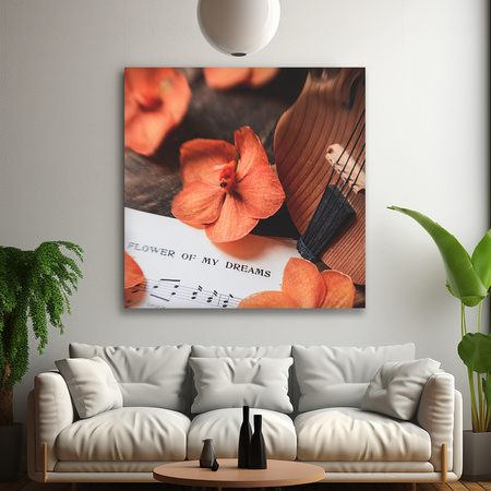 Obraz na plátně Noty Houslové květiny 90x90