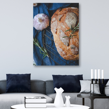 Obraz na plátně Bread Garlic Breakfast Rosemary Vintage 80x120