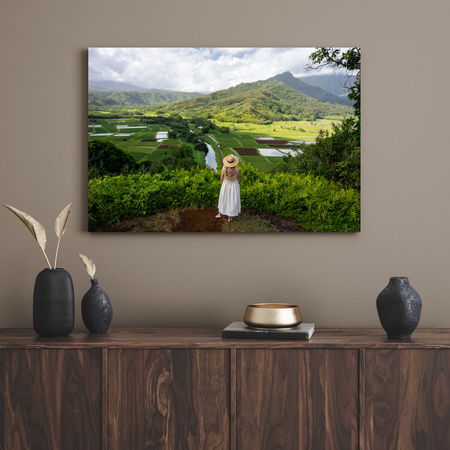 Obraz na plátně Příroda žena pohled na hory 100x80 cm