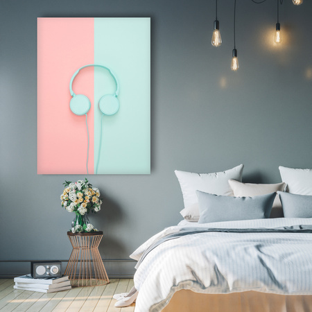 Obraz na plátně Hudba Sluchátka Dvoubarevná 80x120