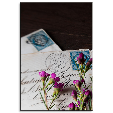 Obraz na plátně Letters Purple Flowers Vintage 80x120