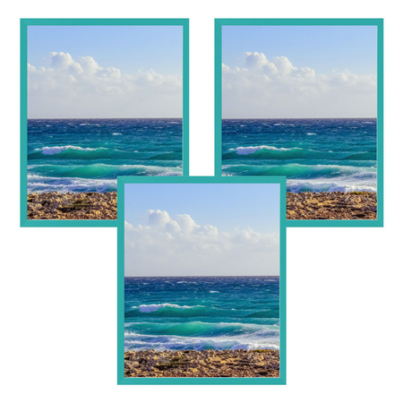 3x Tyrkysový rám 24x30, I L13,15,048, tyrkysové mořské plexi