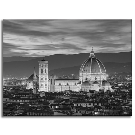 Obraz na plátně Florentská architektura katedrála černá a bílá 40X30 cm