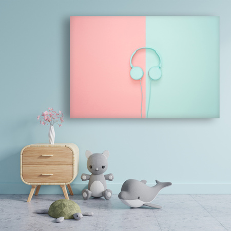 Obraz na plátně Hudba Sluchátka Dvoubarevná 90x60