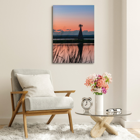 Obraz Windmill Sky Nature Sunset Lake Grass 80x120