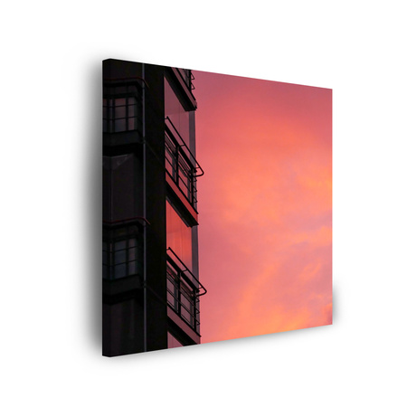 Obraz na plátně Pink Sky Sunset Building 90x90