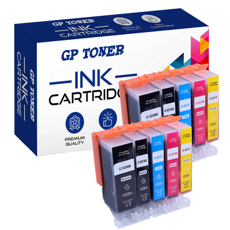 10X inkoustové náplně pro Canon C520XL CMYK x2 GP Pixma IP3600 4600 MP540 550 MX860